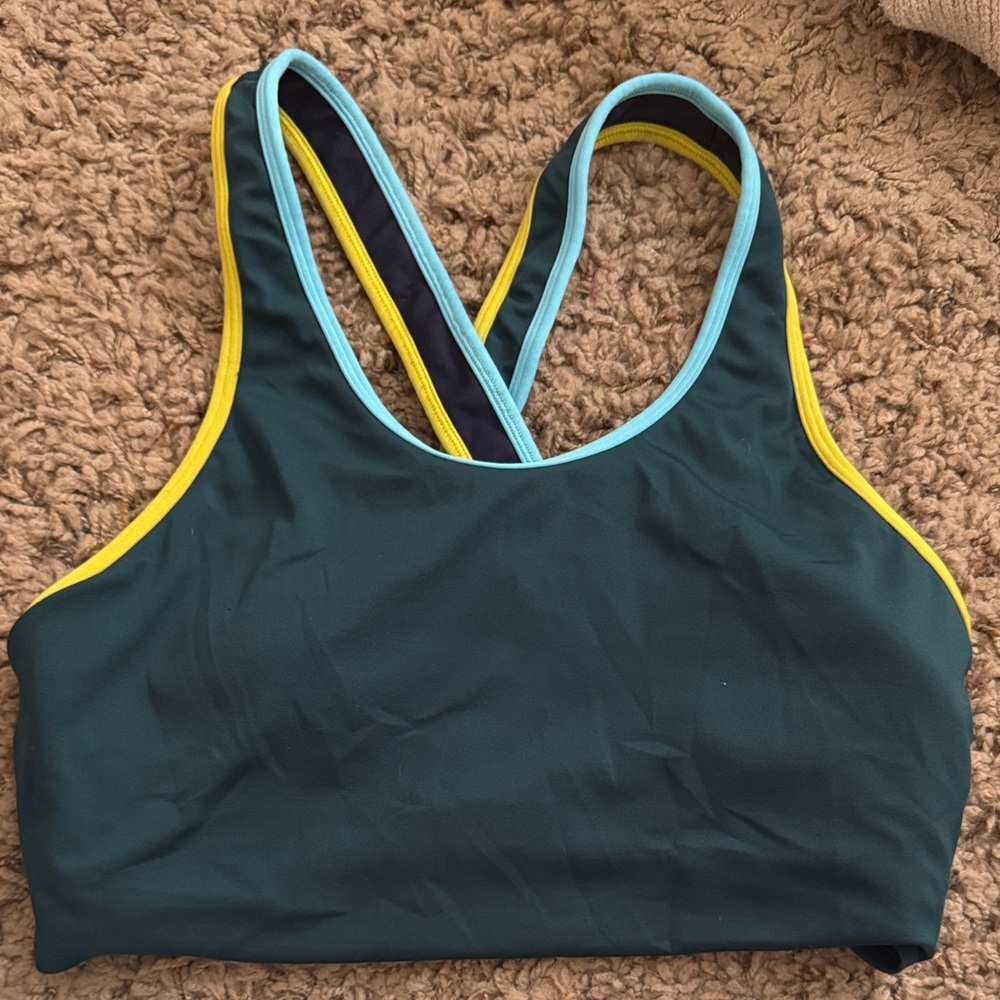 Cotopaxi Women's Teal and Yellow Sports Bra Sz L